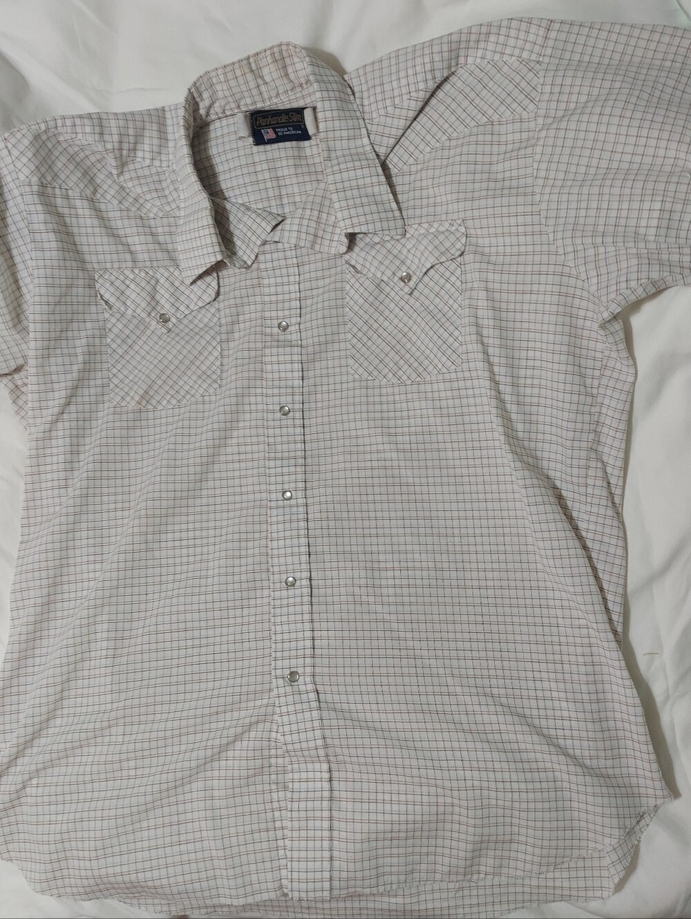 Panhandle Slim White Plaid Short-Sleeve Button-Down Shirt
